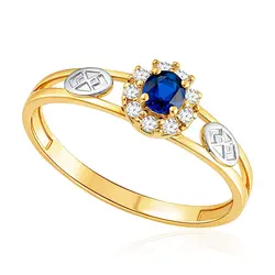 Anel Ouro Amarelo 18K modelo Formatura com Safira