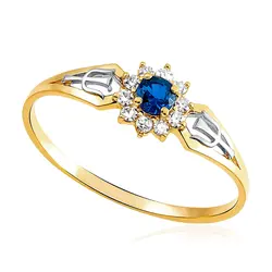 Anel Ouro Amarelo 18K modelo Formatura com Safira