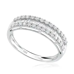 Meia Aliança de Ouro Branco com Diamantes totalizando 1,0 Cts.