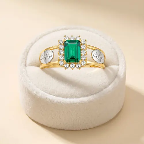 Anel de Formatura Ouro Amarelo 18K com Esmeralda