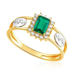 Anel de Formatura Ouro Amarelo 18K com Esmeralda