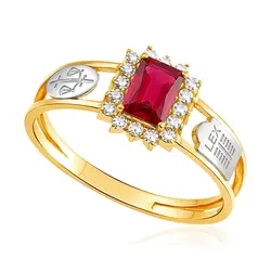 Anel de Formatura Ouro Amarelo 18K com Rubi cuso Direito