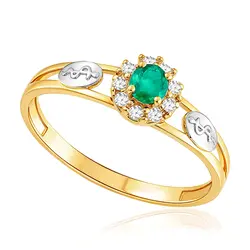 Anel Feminino de formatura em Ouro Amarelo 18K com Esmeralda curso Medicina