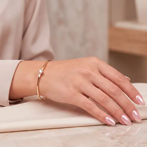 Bracelete de Ouro Amarelo com Diamante de 3 pts.