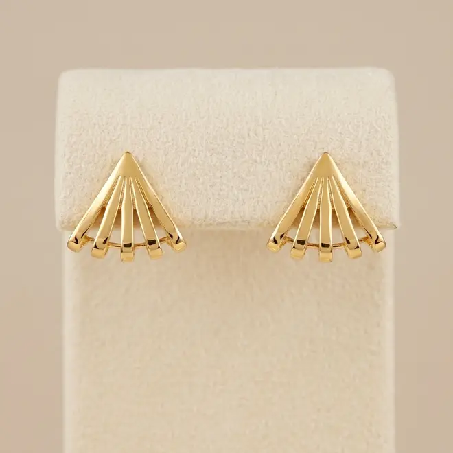 Brincos Leque Radiante em Ouro Amarelo 18K