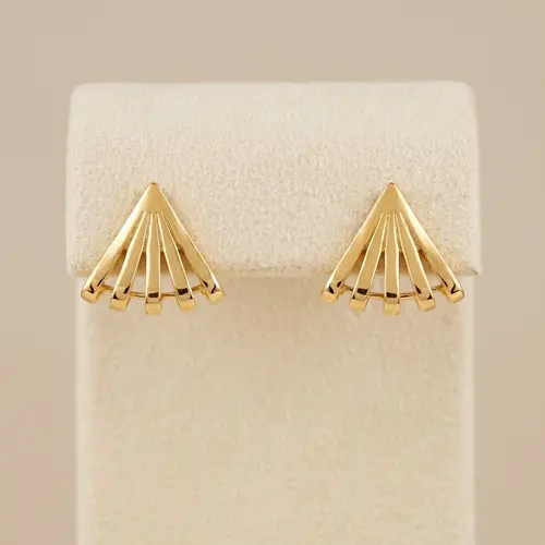 Brincos Leque Radiante em Ouro Amarelo 18K
