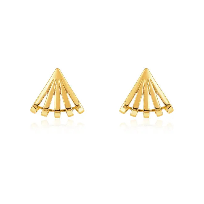 Brincos Leque Radiante em Ouro Amarelo 18K