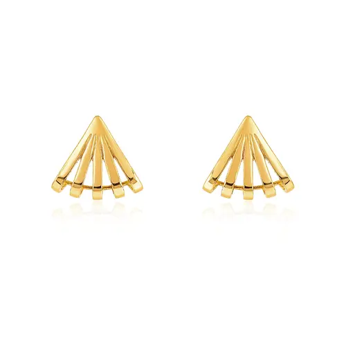 Brincos Leque Radiante em Ouro Amarelo 18K