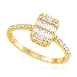 Anel Escultural em Ouro Amarelo 18K com Mosaico de Diamantes