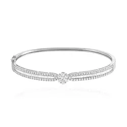 Bracelete em Ouro Branco 18k com Diamantes e Design Floral
