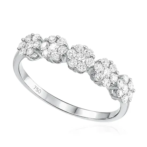 Meia Aliança em Ouro Branco 18K com Diamantes em Florescência