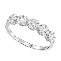 Meia Aliança em Ouro Branco 18K com Diamantes em Florescência