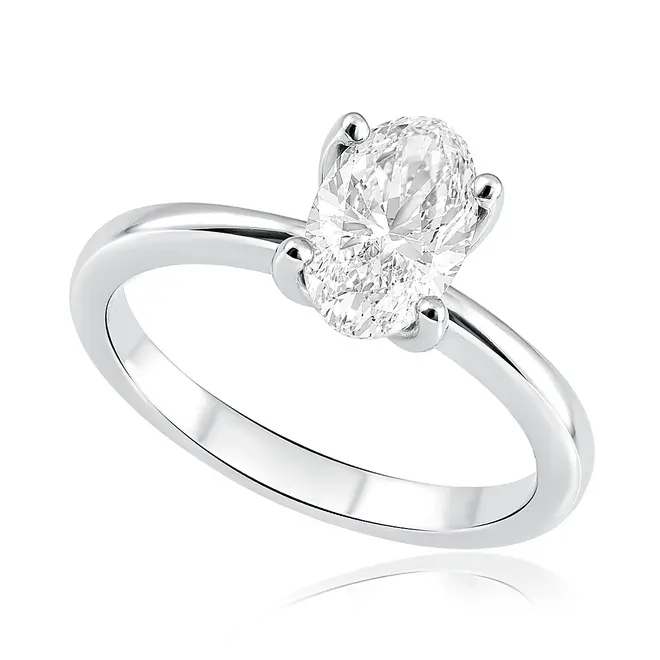 Anel Solitário Ouro Branco 18K com Diamante