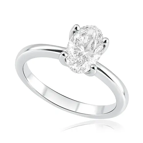 Anel Solitário Ouro Branco 18K com Diamante