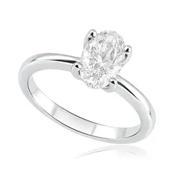 Anel Solitário Ouro Branco 18K com Diamante