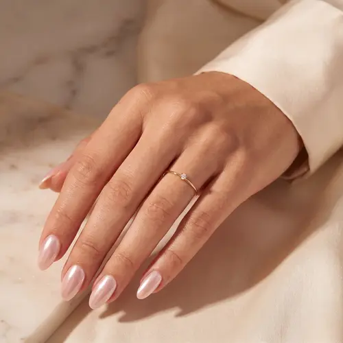 Anel Solitário Ouro Amarelo 18K com Diamante