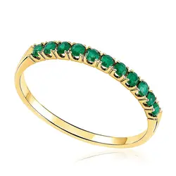 Meia Aliança Ouro Amarelo 18K com 11 Esmeraldas