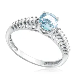 18K White Gold Aquamarine and Diamond Ring