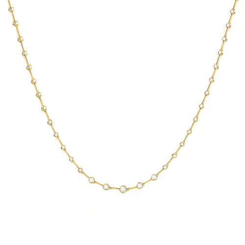 Gargantilha Riviera de Ouro Amarelo com 57 Diamantes Totalizando  1,10 Cts.