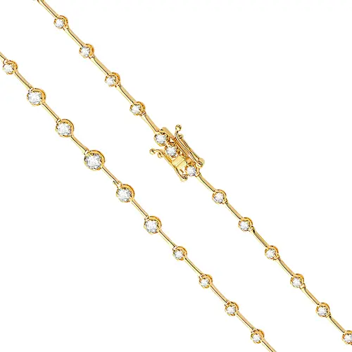 Gargantilha Riviera de Ouro Amarelo com 57 Diamantes Totalizando  1,10 Cts.