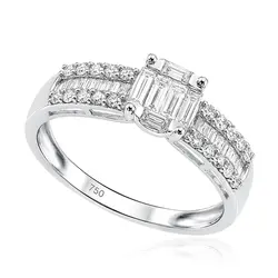 Anel Trabalhado de Ouro Branco com Diamantes Totalizando 90 Pts.