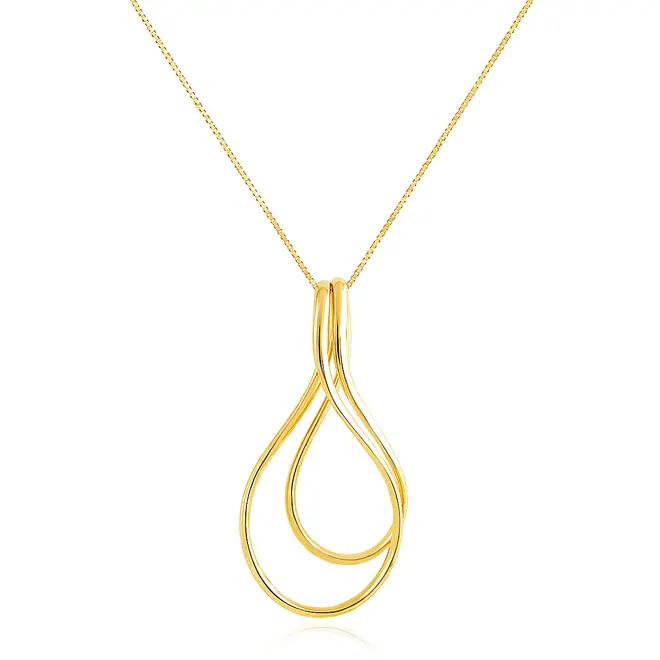 Pingente Ouro Amarelo 18K Design Vazado com Corrente
