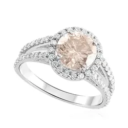 Anel de Ouro Branco com Diamantes e Diamante Central de 2,11 Cts.