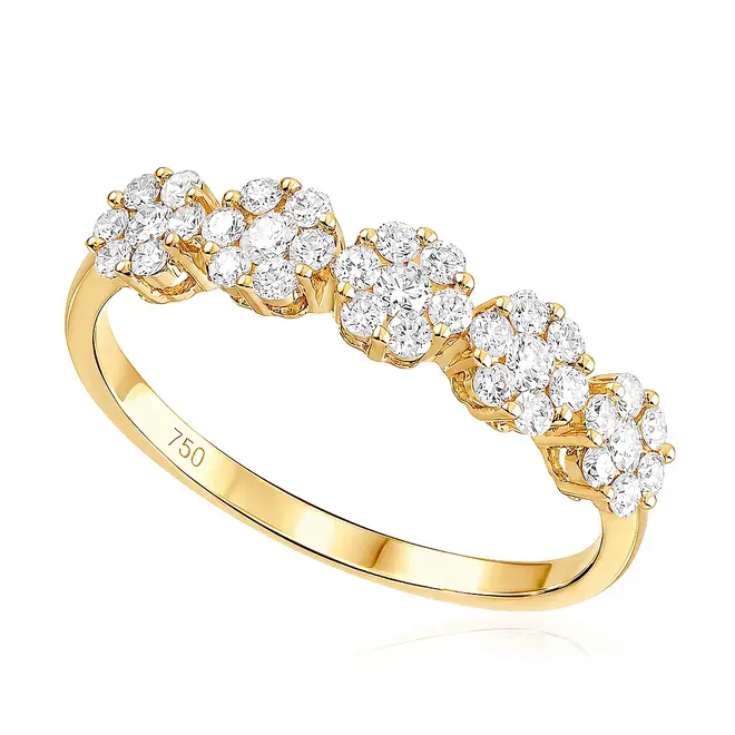 Meia Aliança de Ouro Amarelo com Diamantes totalizando 80 Pts.