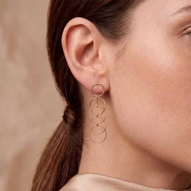 Par de Brincos Ouro Amarelo 18K com estilo Bvulgare
