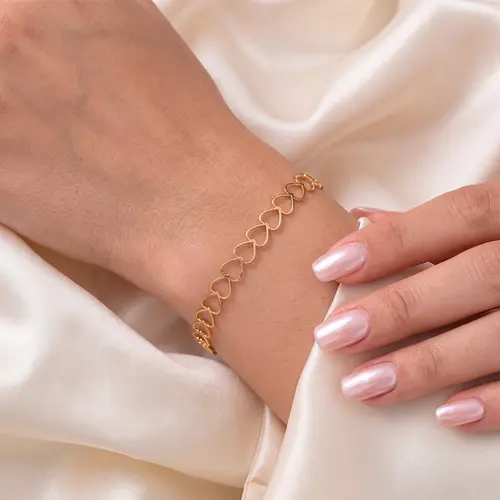 Pulseira Feminina Ouro Amarelo 18K Corações