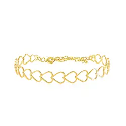 Pulseira Feminina Ouro Amarelo 18K Corações