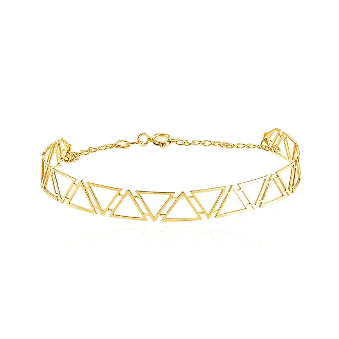 Pulseira Feminina Ouro Amarelo 18K Geométrica Vazada
