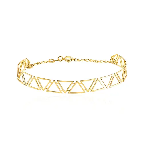 Pulseira Feminina Ouro Amarelo 18K Geométrica Vazada