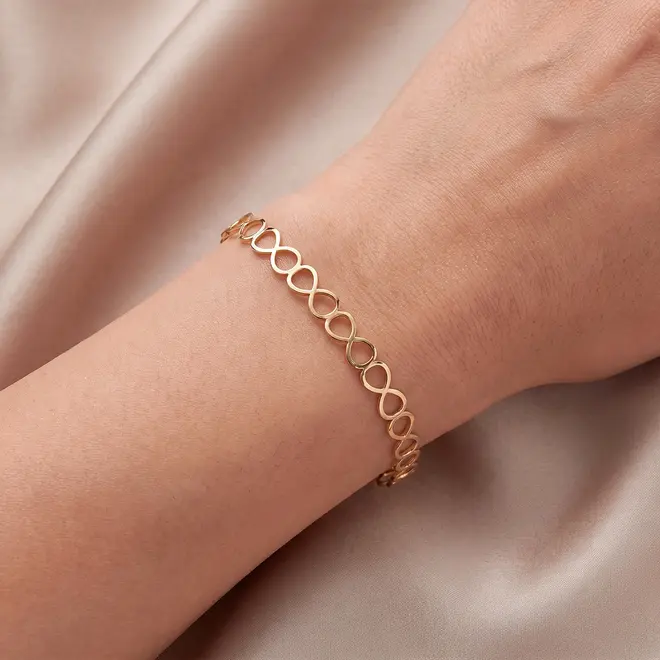 Pulseira Feminina Ouro Amarelo 18K Infinita