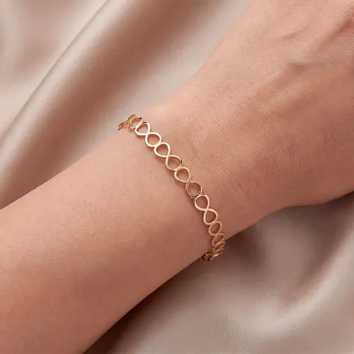 Pulseira Feminina Ouro Amarelo 18K Infinita