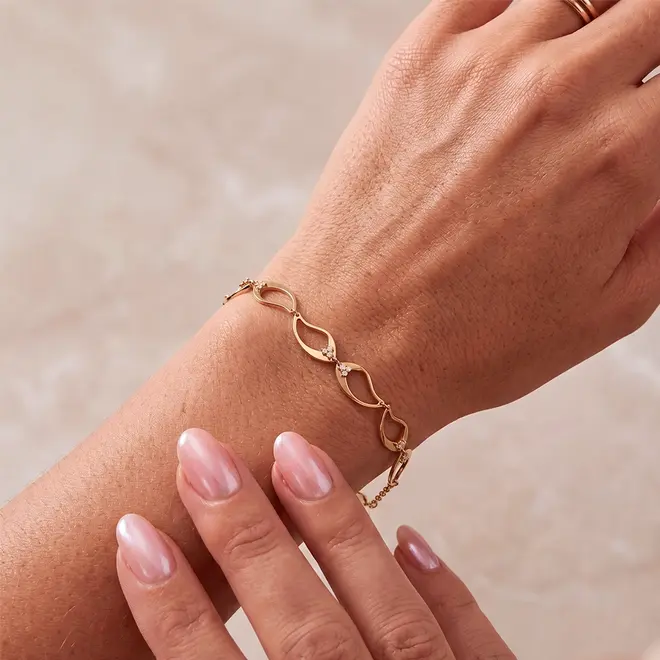Pulseira Feminina Ouro Amarelo 18K com Cristais
