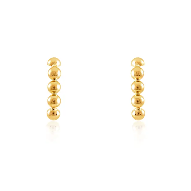 Par de Brincos Ear Hook  Meia Esfera em Ouro Amarelo