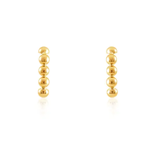 Par de Brincos Ear Hook  Meia Esfera em Ouro Amarelo
