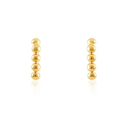Par de Brincos Ear Hook  Meia Esfera em Ouro Amarelo