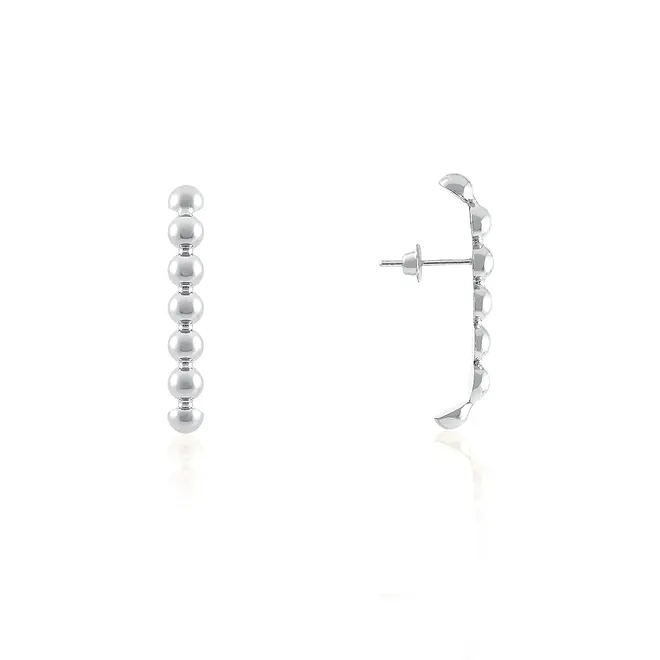 Par de Brincos  Ear Hook Esfera em Ouro Branco