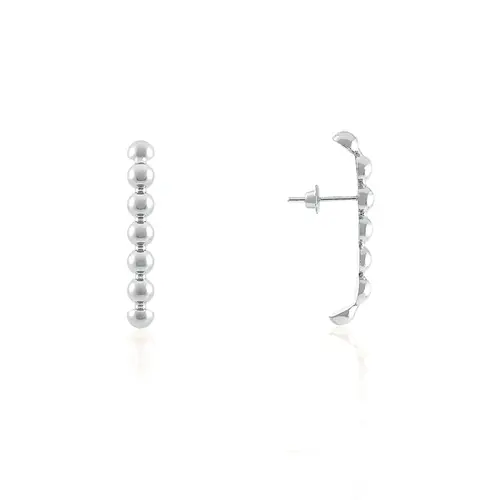 Par de Brincos  Ear Hook Esfera em Ouro Branco