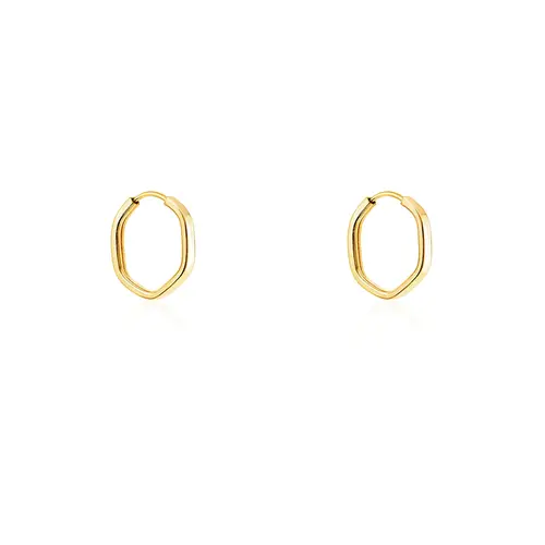 Par de Brincos Argola Sextavada  de Ouro Amarelo