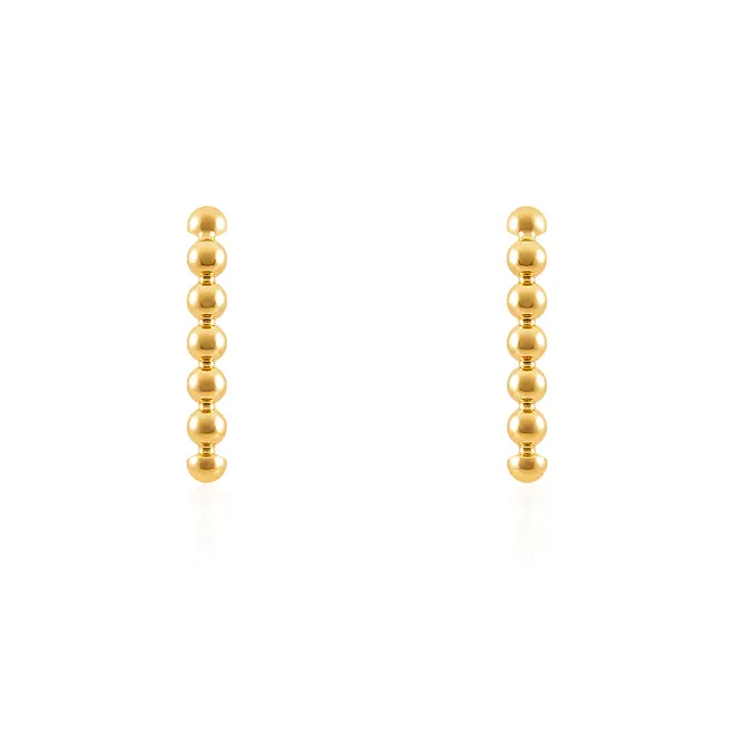 Par de Brincos  Ear Hook Meia Esfera em Ouro Amarelo