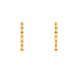 Par de Brincos  Ear Hook Meia Esfera em Ouro Amarelo