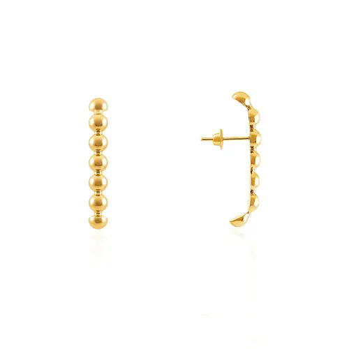 Par de Brincos  Ear Hook Meia Esfera em Ouro Amarelo