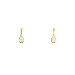 Par de Brincos infantil com Gota de cristal em ouro amarelo
