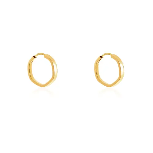Par de Brincos Argola Sextavada  de Ouro Amarelo