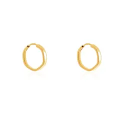 Par de Brincos Argola Sextavada  de Ouro Amarelo