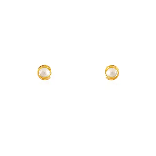 Par de Brincos com Pérolas de 3 mm, em Ouro Amarelo