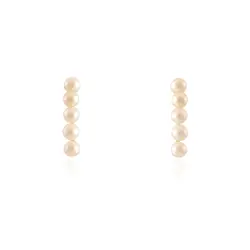 Par de Brincos Hear Hook com Pérolas de 4 mm, em Ouro Amarelo